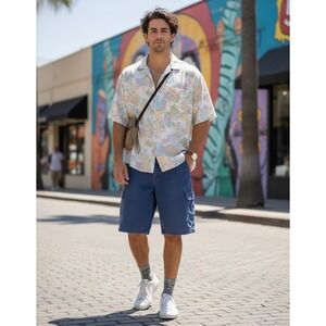 Vintage Men's Guess Carpenter Jean Shorts 90s Grunge Hip‎ Hop Size 38 Blue USA